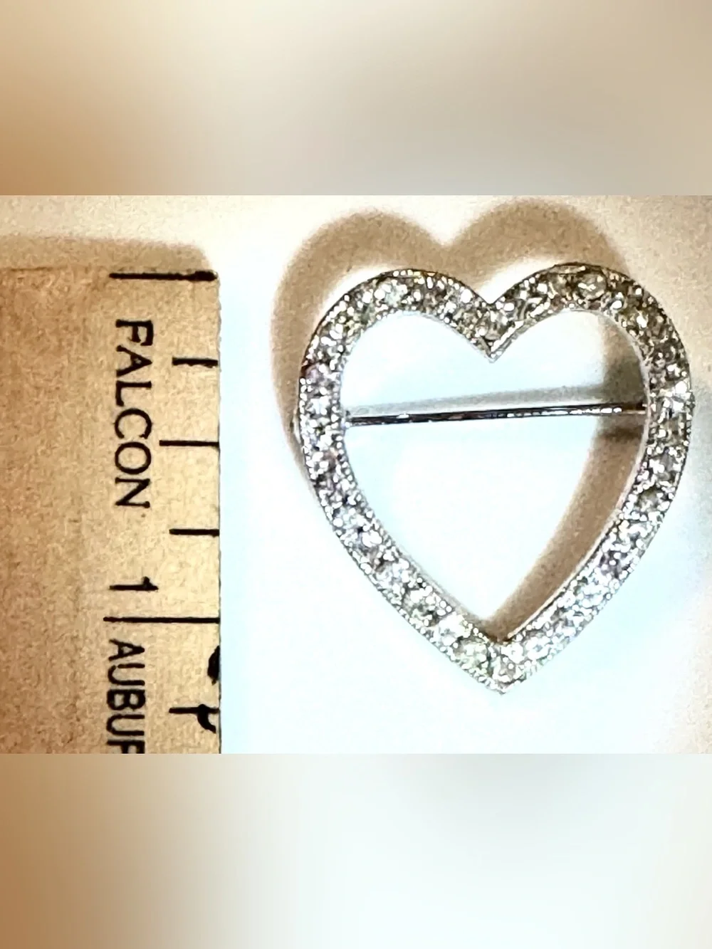Vintage Silver Heart Rhinestone Brooch - Elegant Heart Pin